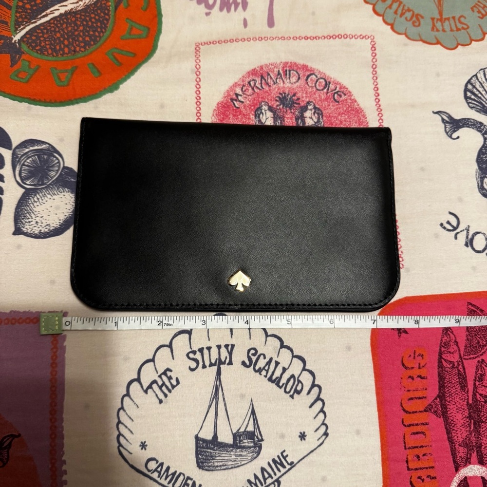 Kate Spade Black Leather Wallet worh Scallop Detail